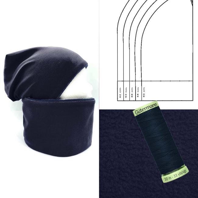 Set for sewing a hat and a neckerchief in dark blue color CN013