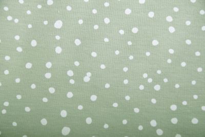 1 m of cotton knitwear in dark menthol color with polka dots DS-KUP118
