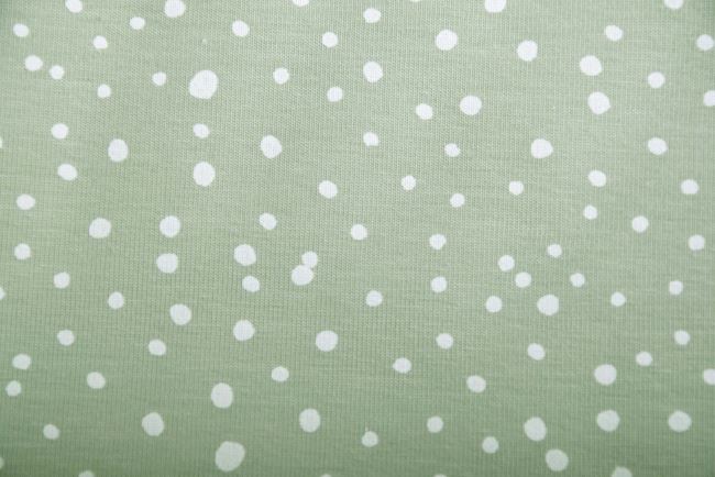 1 m of cotton knitwear in dark menthol color with polka dots DS-KUP118