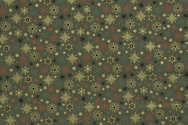 Christmas cotton fabric in green color with snowflakes print 20748/027