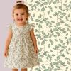 Muslin in light beige with a print of leaves and flowers 25322/052