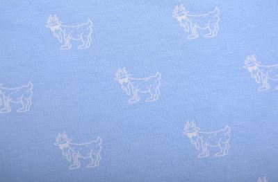 1 m viscose knitwear in blue with a funny print DS-KUP79