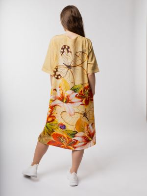 Summer loose dress with flower and butterfly print SAT23 (2)