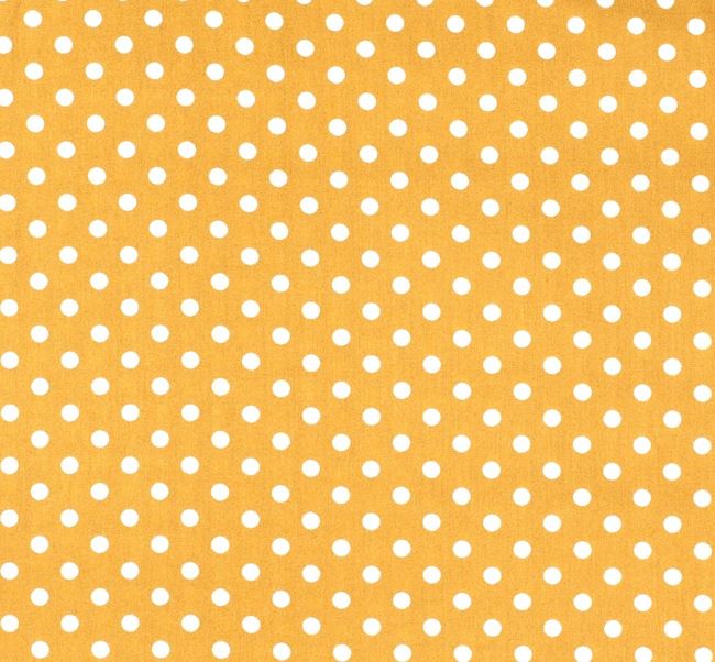 Cotton fabric in yellow color with polka dots 05570/034