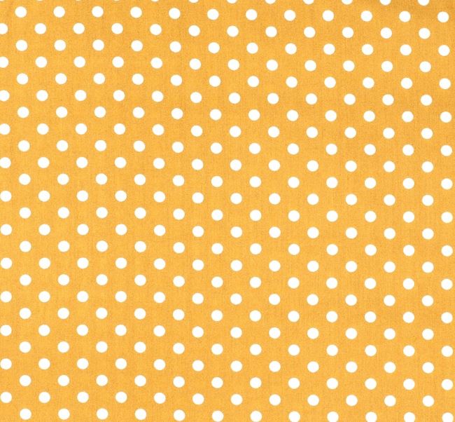 Cotton fabric in yellow color with polka dots 05570/034