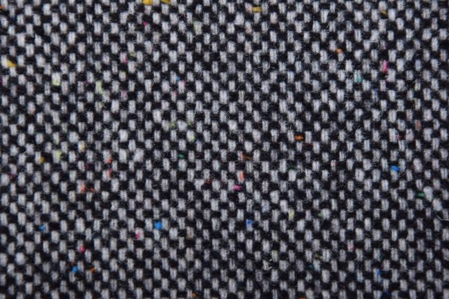 Coat wool fabric with black and white woven pattern G891