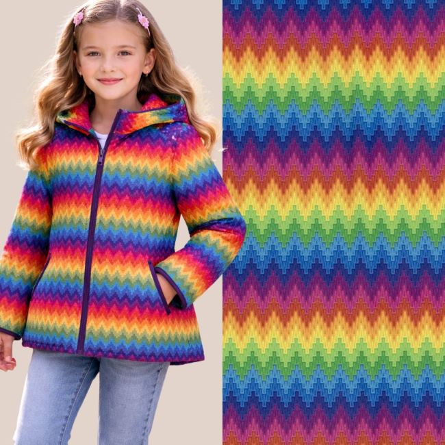 Softshell with digital color print of decorative stripes 20446/004