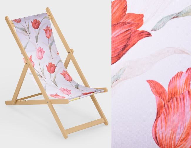 Lounger 44 cm wide with digital print of colorful flowers LH32