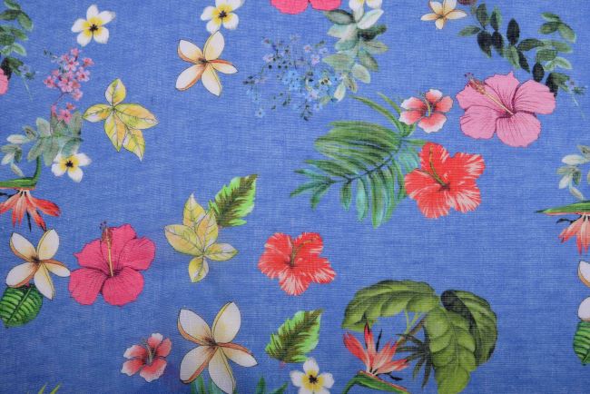 Cotton blouse/dress in blue color with flower print MAR296