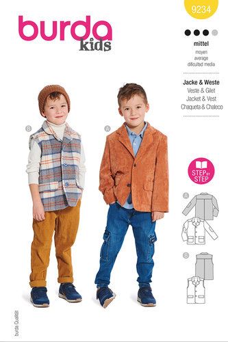Cut for children's jacket and vest in size 104-146 9234