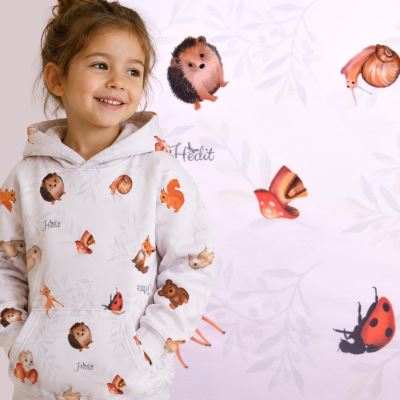 French Terry sweatshirt in cream color with animal print TU43370