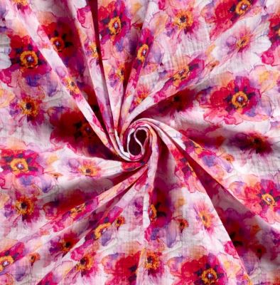 Muslin with digital print of pink flowers 21549/050 (3)