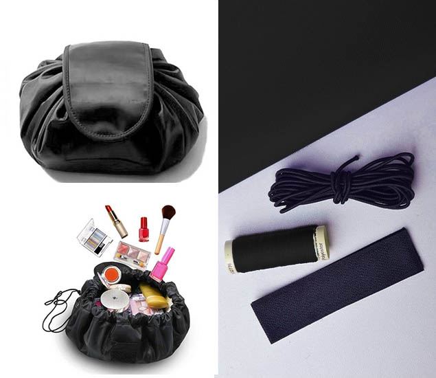 Set for sewing a cosmetic bag in black color KP01