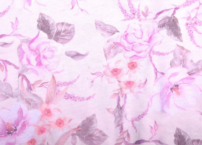 1 m of cream-colored viscose knit with a flower print KUP49