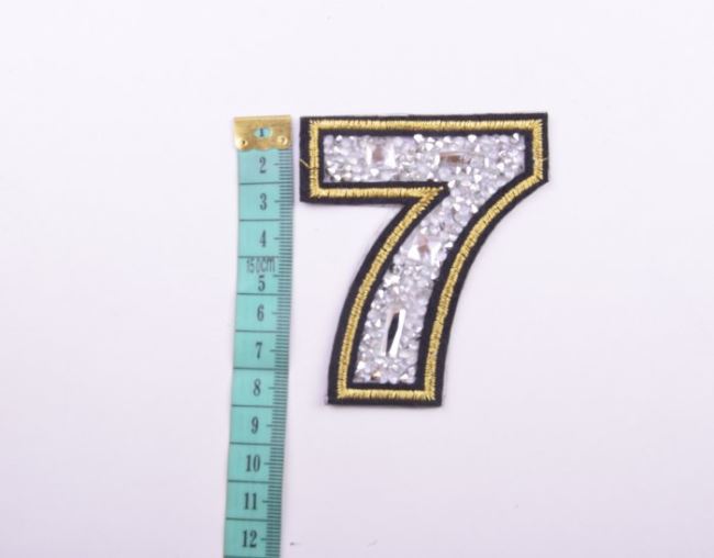 Iron-on patch with shiny rhinestones number 7 TH240