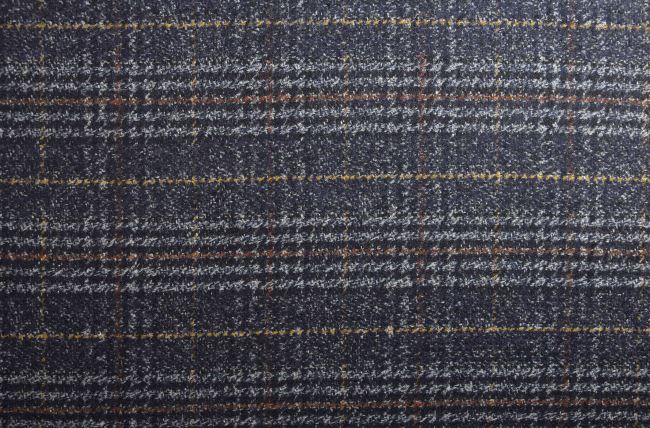 Wool coat fabric in dark blue with check pattern NS269