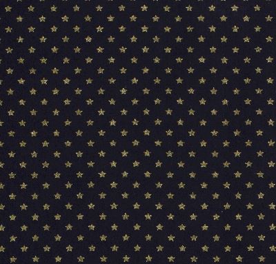 Christmas fabric made of cotton in blue with a print of golden stars 20703/008