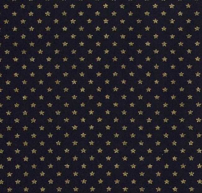 Christmas fabric made of cotton in blue with a print of golden stars 20703/008