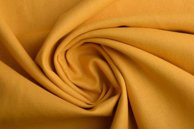 Viscose fabric with admixture of linen in dark yellow color 13559/034