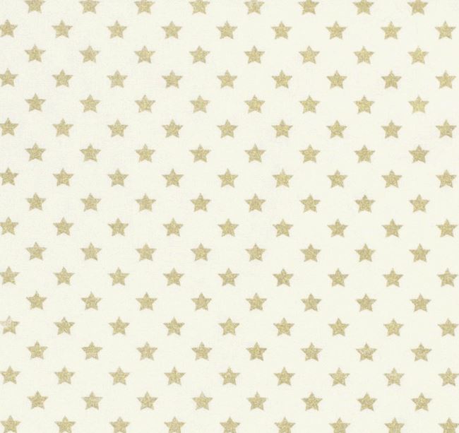 Christmas cotton fabric in cream color with gold star print 20704/051