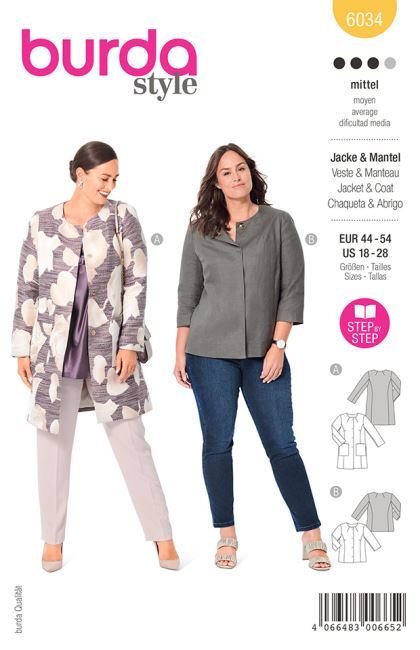 Cut for an elegant light jacket and coat 6034
