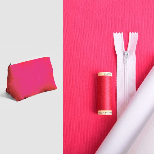 Set for sewing a cosmetic bag in pink color KT004