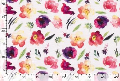 White muslin with digital print of colorful flowers 21550/050 (3)