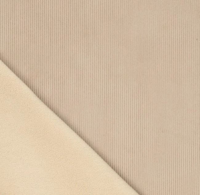 Corduroy with fleece in beige color with fine ribbing 21101/179