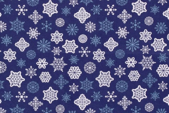 Christmas cotton fabric in blue color with snowflakes print 20772/008