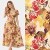 Viscose fabric with golden sheen and floral print 22621/580