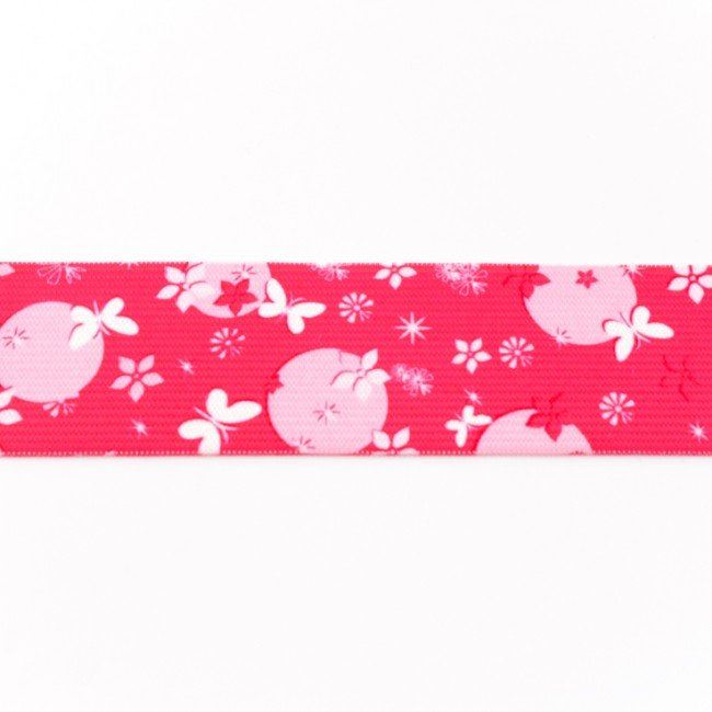 Pink decorative rubber band with bow ties 4 cm 10357