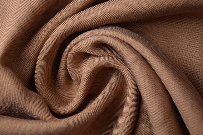 Viscose fabric with admixture of linen in light brown color MI121