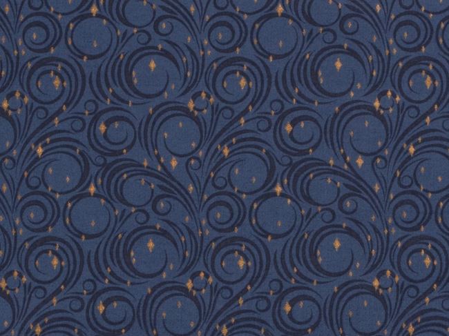 Christmas fabric made of cotton in blue with a print of ornaments 18726/006