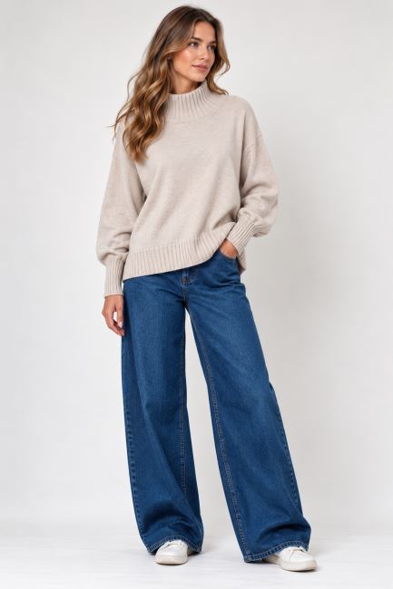 Turtleneck sweater in sand color ITA-SV01