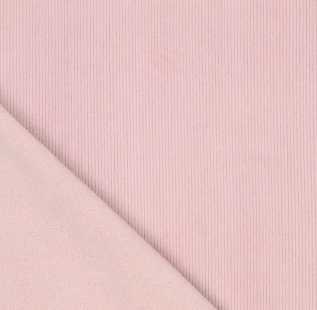 Corduroy with fleece in pink color with fine ribbing 21101/820
