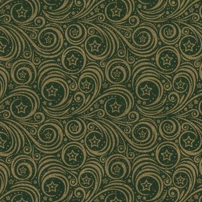 Christmas green cotton fabric with gold stars 14701/025