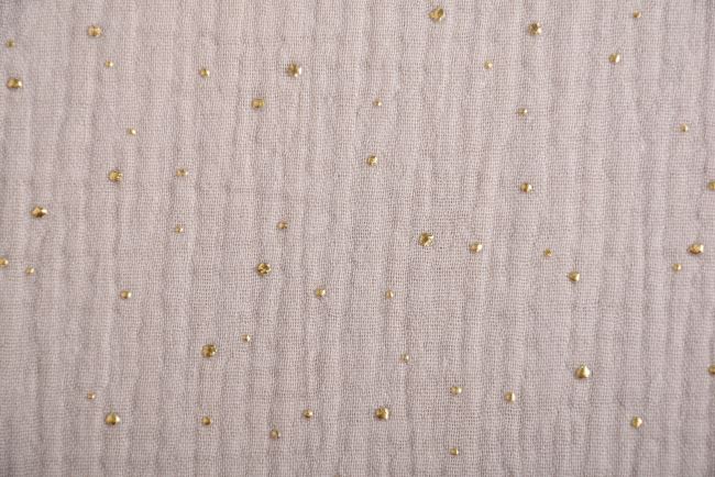 Light beige muslin with gold dots 183265