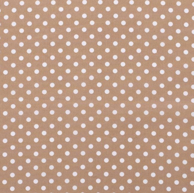 Cotton fabric in beige color with dots 05570/053