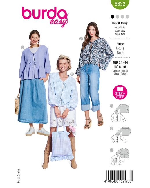 Pattern for a women's loose blouse in size 34-44 5632