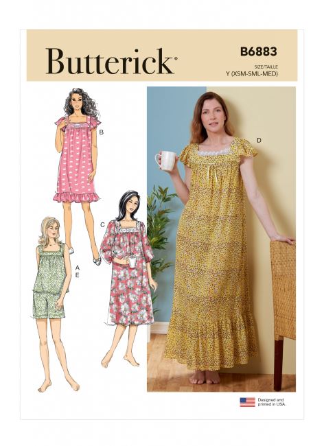 Butterick cut for women's nightwear in size 32-40 B6883-Y