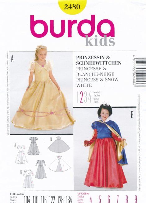 Princess and Snow White costume cut 2480