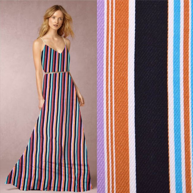 Viscose fabric with TI552 color stripe print