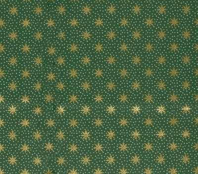 Christmas cotton fabric in green with a print of golden snowflakes 60679/025 (1)