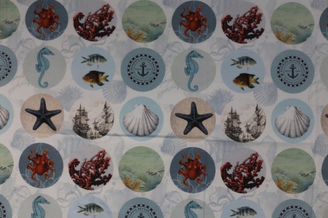Decorative fabric with digital nautical print 1051/008
