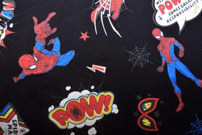 1 m of cotton knit in black with Spider-Man print DS-KUP148