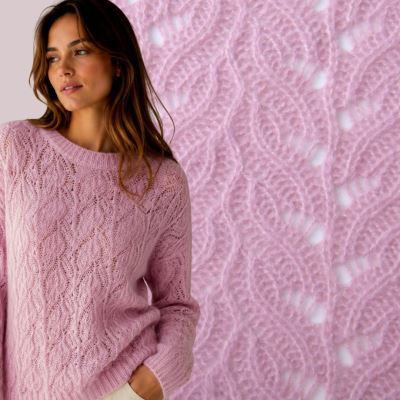 Knitted fabric in old pink color with decorative pattern AVFD7127/03