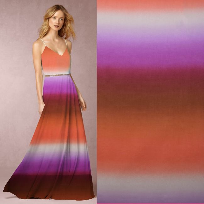Viscose fabric with colorful ombré print TI601