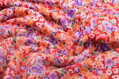 Knitted fabric in red with a print of small flowers MI24268 (4)