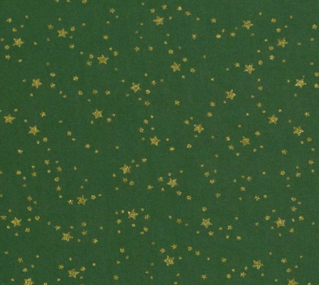Christmas green cotton fabric with gold stars and dots print 20709/025