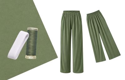 Set for sewing loose trousers into elastic in khaki color SET116